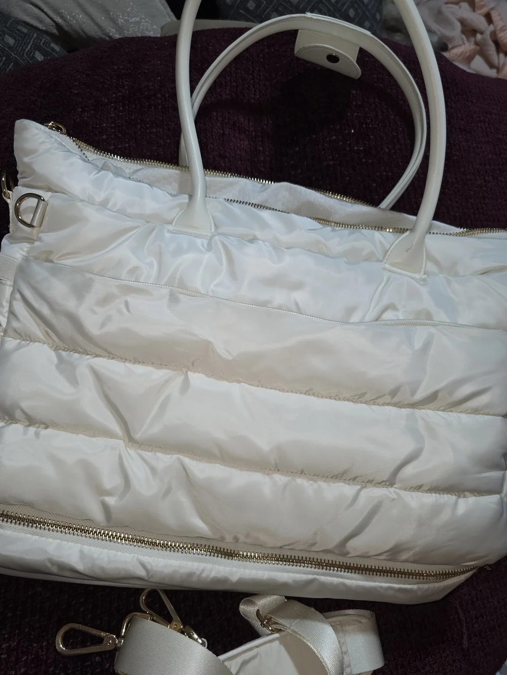 Cream iPack Puffy Tote Padded Laptop Pocket Fits Up To 15 Inches